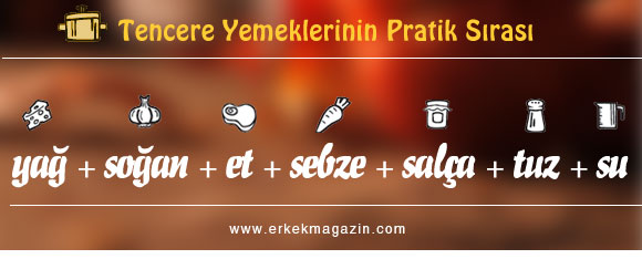 tencere yemekleri yaparken malzemelerin ekleniş sırası resmi